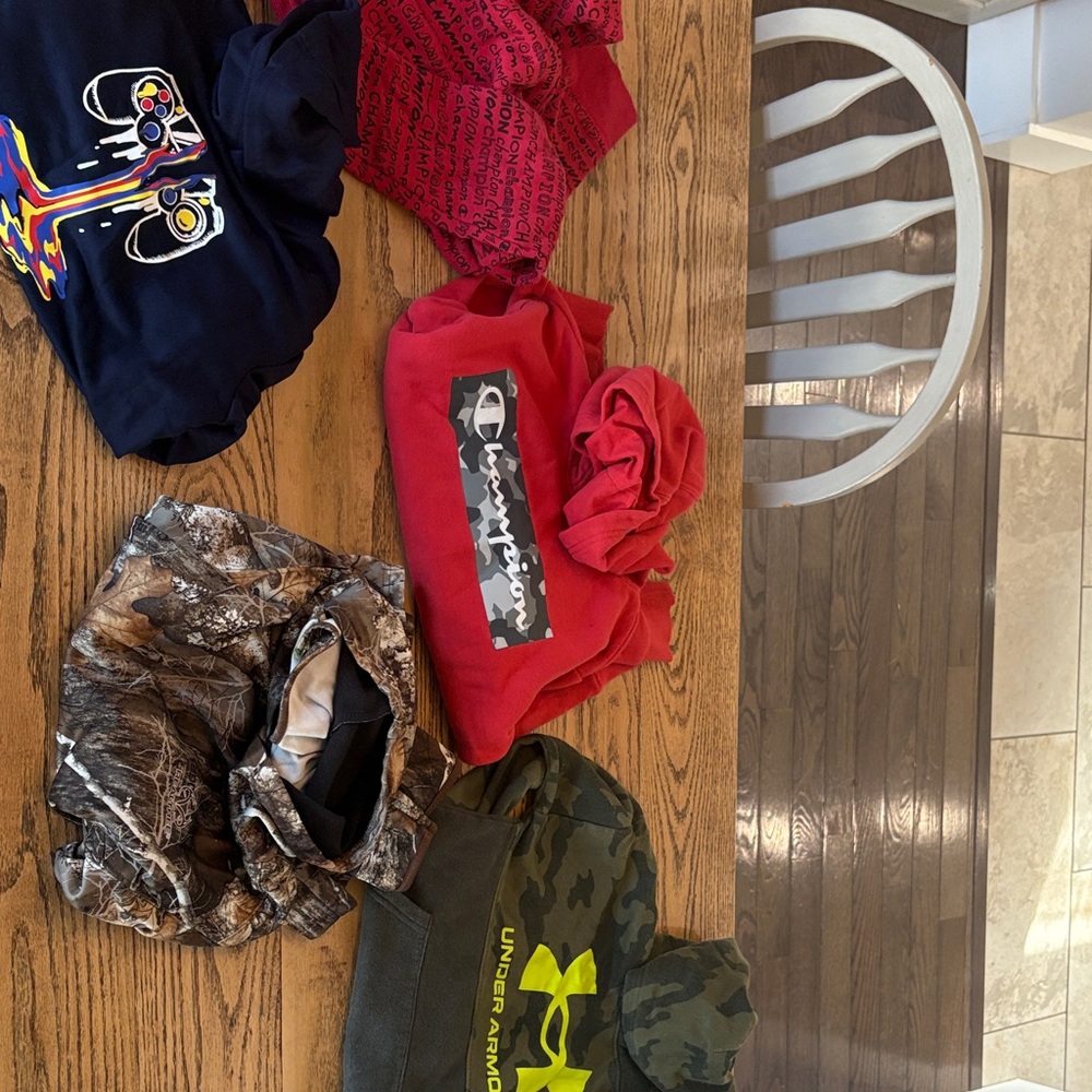 Champion Red Hoodie with Camo Logo